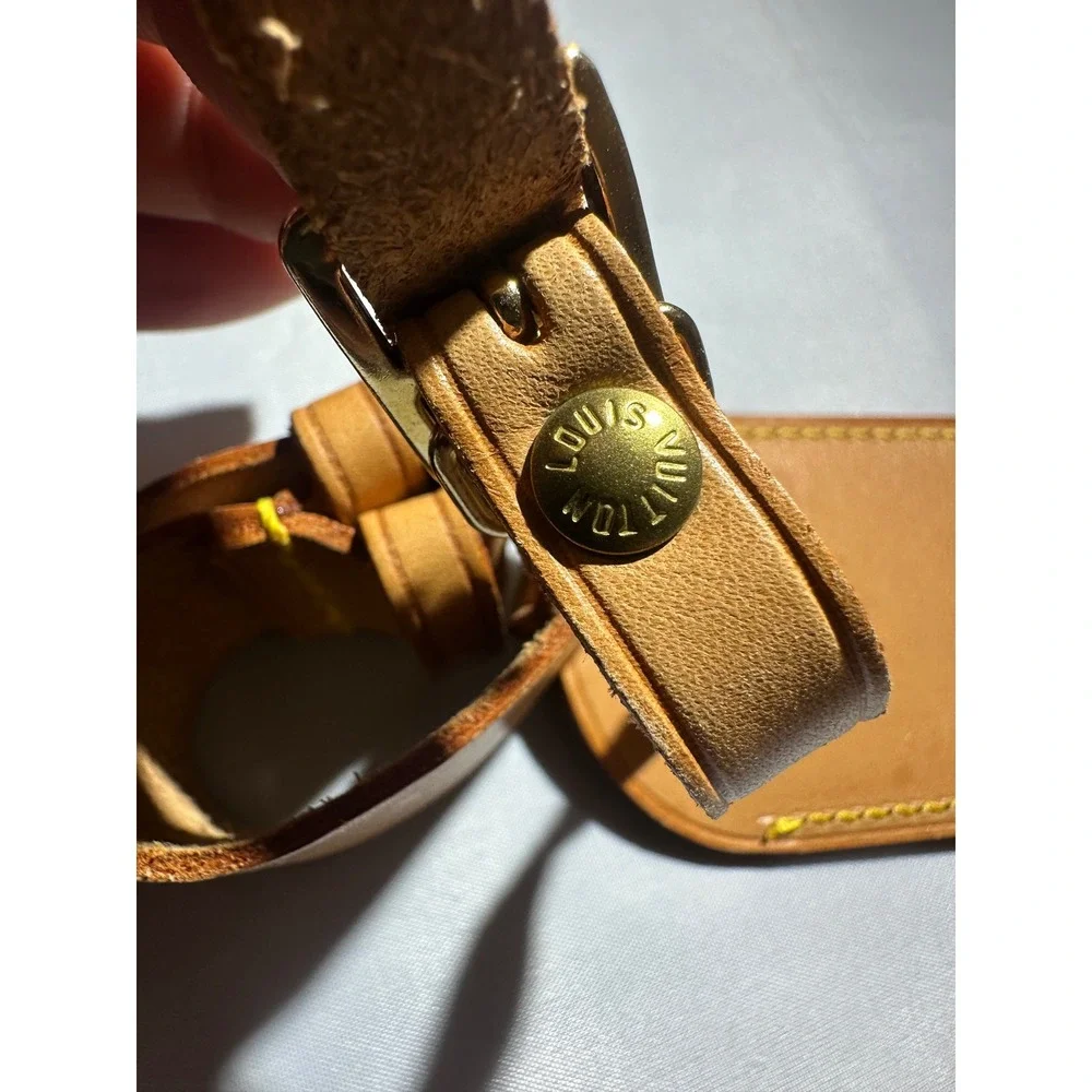 Louis Vuitton Vachetta Leather Luggage Tag and Handle Binder Set Made in France